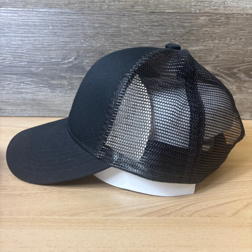 Port Authority Hat Cap Strap Back Black Blank Mesh Back Adjustable - Picture 4 of 9
